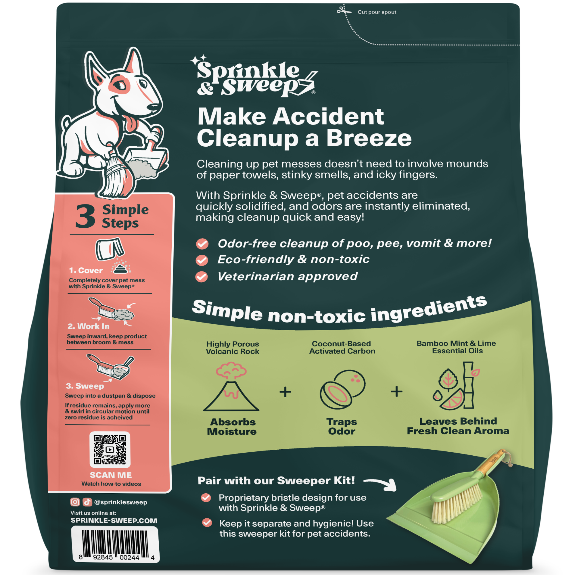 Sprinkle & Sweep Pet Mess and Odour Clean Up (15 oz)