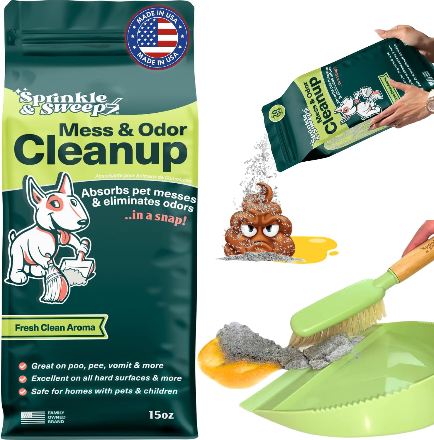 Sprinkle & Sweep Pet Mess and Odour Clean Up (15 oz)