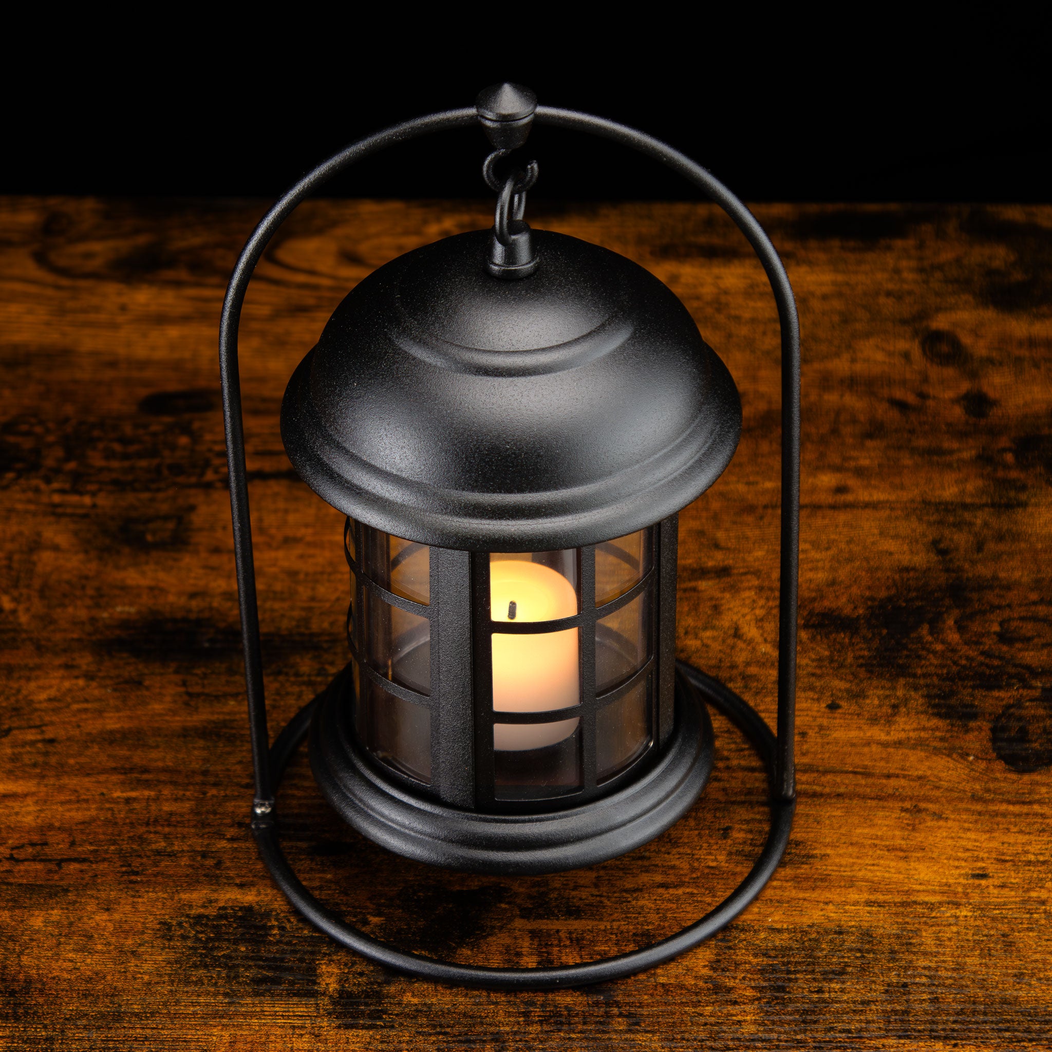 Black Ornate Battery Operated Lantern