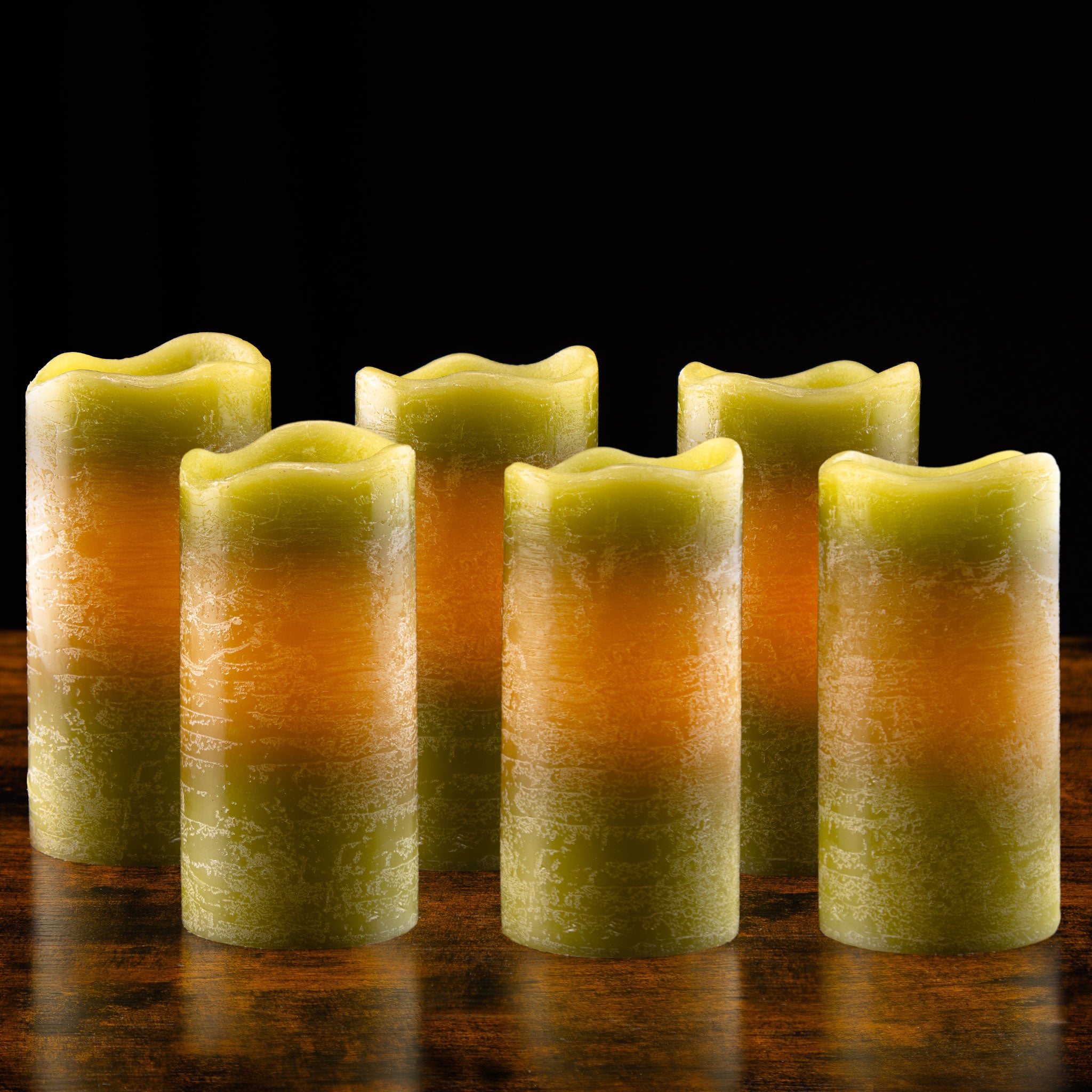 Rustic Pillar Battery Candle 6 Inch 'Sage'