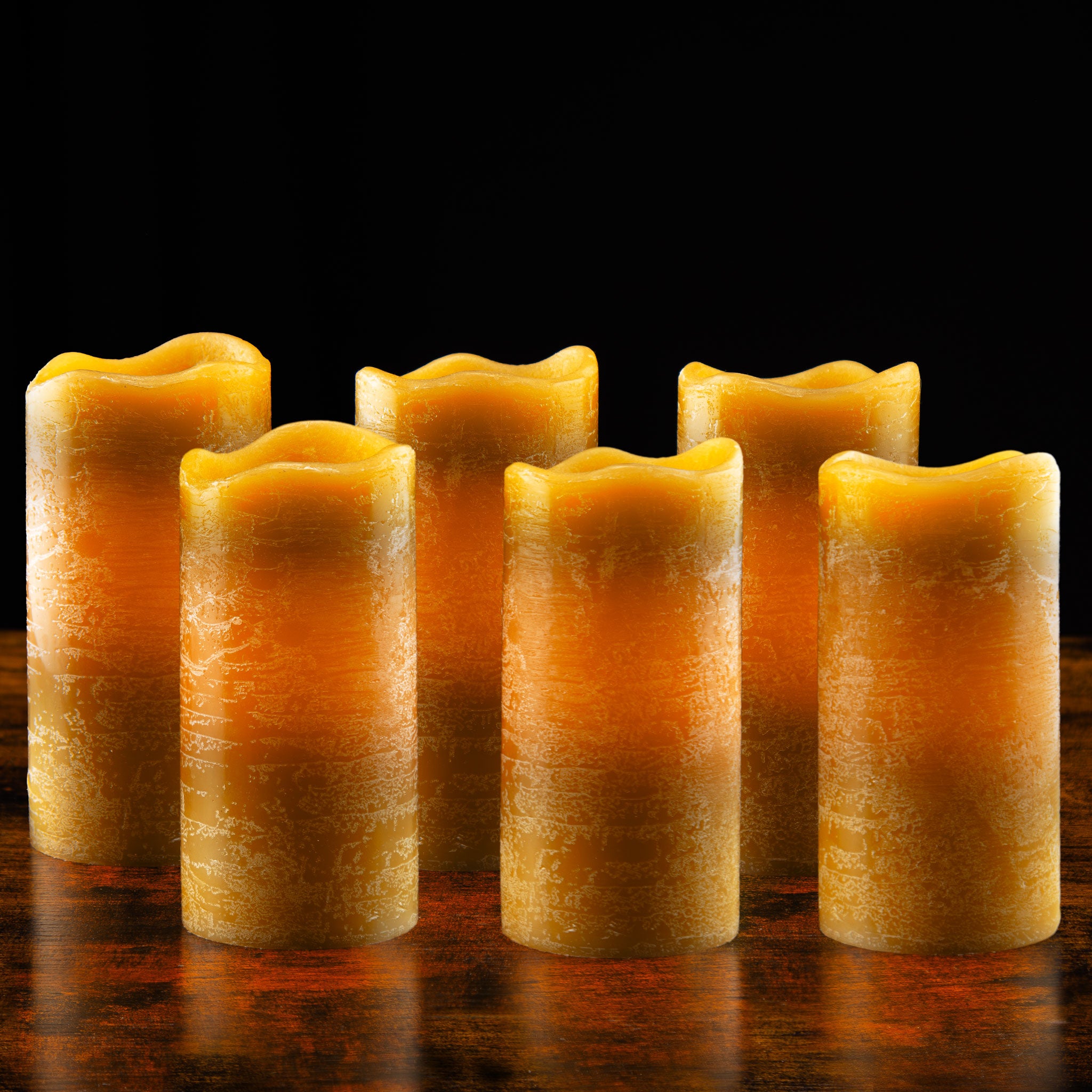 Rustic Pillar Batterijkaars 6 Inch 'Honing' 