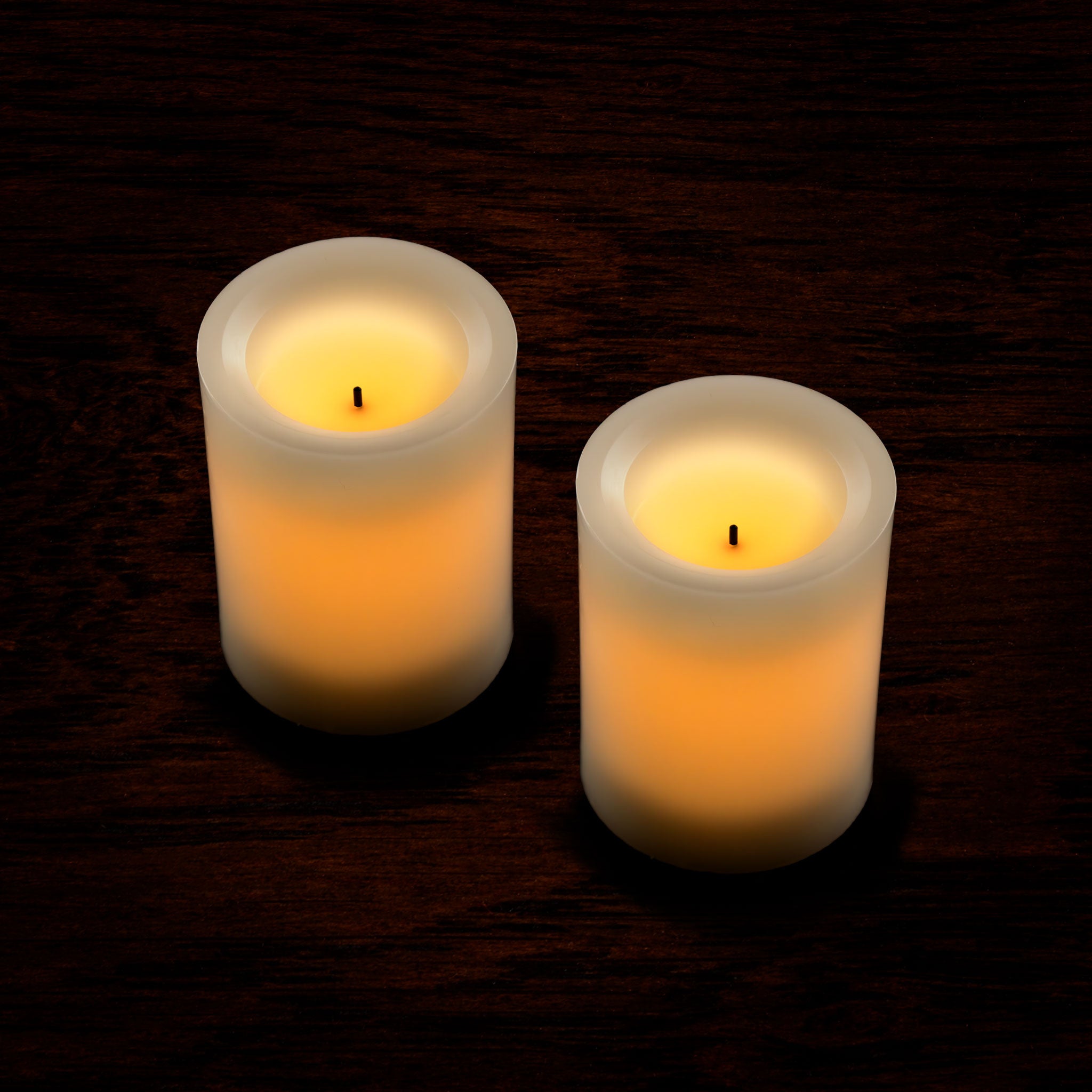 Cream Pillar Battery Vanilla Scented Candle 4 inch Real Wix Real Wax