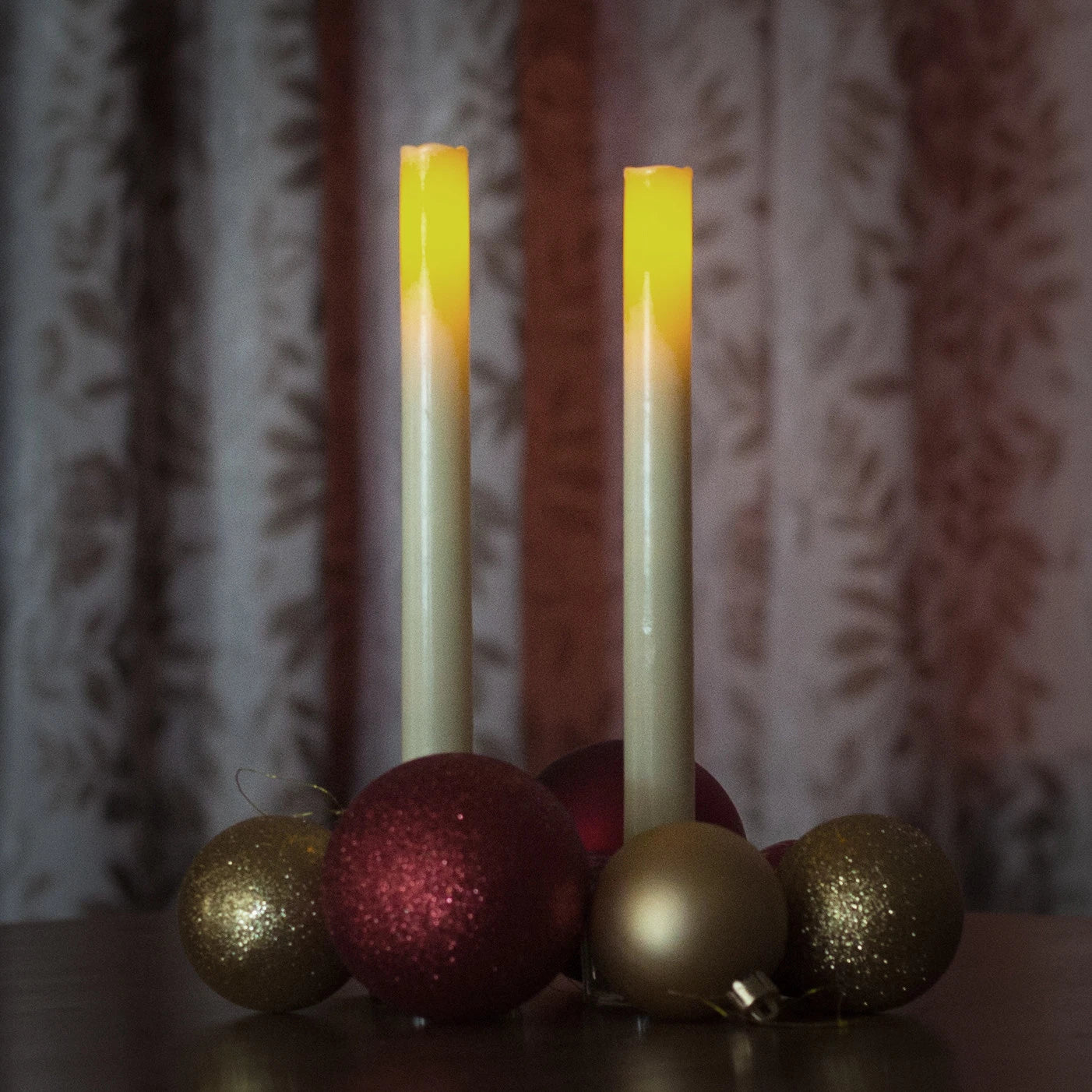Christmas Taper Candles Battery Operated Flameless Scented With Real Wick and Wax