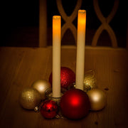 Christmas Taper Candles Battery Operated Flameless Scented With Real Wick and Wax