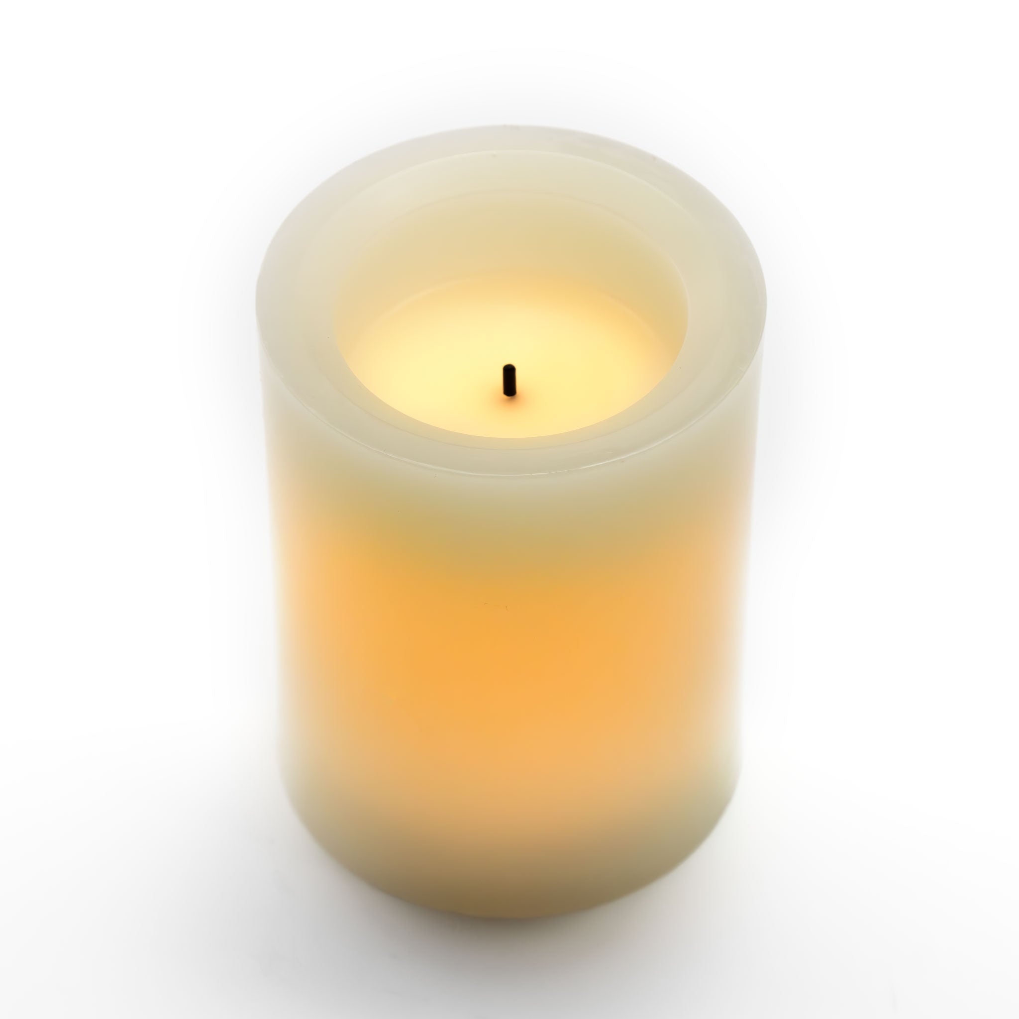 Cream Pillar Battery Vanilla Scented Candle 4 inch